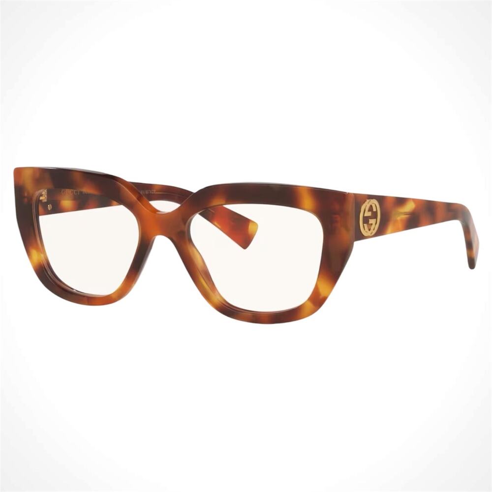 New Gucci Eyeglasses Brown Cat Eye Metal GG Logo 53-18-140mm Rx-able Womens - Picture 1 of 4